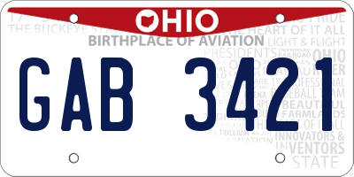 OH license plate GAB3421