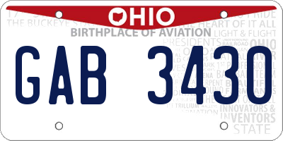 OH license plate GAB3430