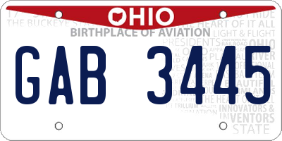 OH license plate GAB3445