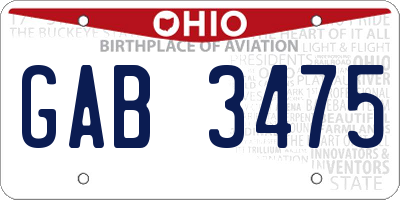 OH license plate GAB3475