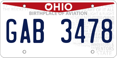 OH license plate GAB3478