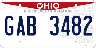 OH license plate GAB3482