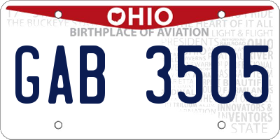 OH license plate GAB3505