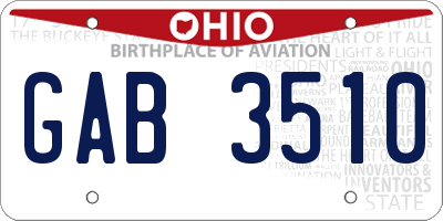 OH license plate GAB3510