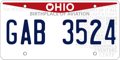 OH license plate GAB3524