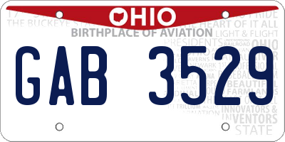 OH license plate GAB3529