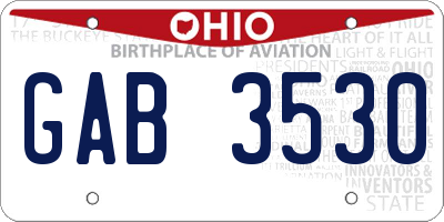 OH license plate GAB3530