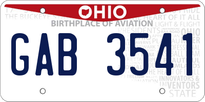 OH license plate GAB3541