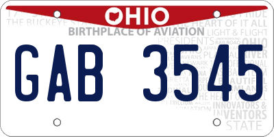 OH license plate GAB3545