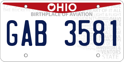 OH license plate GAB3581