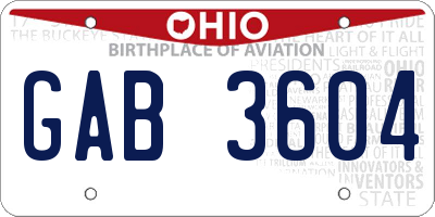 OH license plate GAB3604
