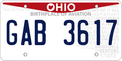 OH license plate GAB3617