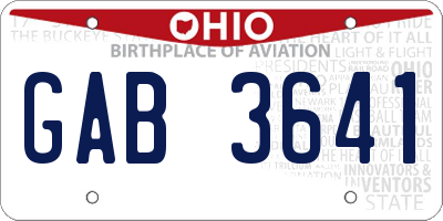 OH license plate GAB3641