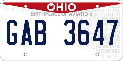 OH license plate GAB3647