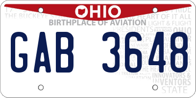 OH license plate GAB3648