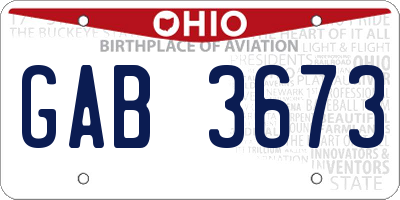 OH license plate GAB3673