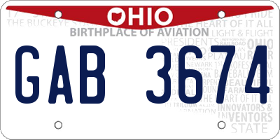 OH license plate GAB3674