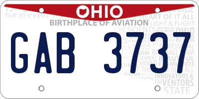 OH license plate GAB3737