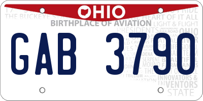 OH license plate GAB3790