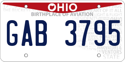 OH license plate GAB3795