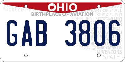 OH license plate GAB3806