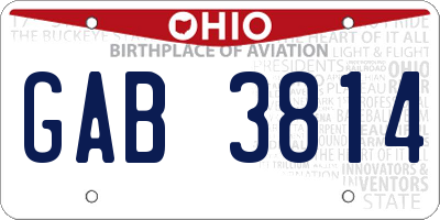 OH license plate GAB3814