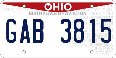 OH license plate GAB3815