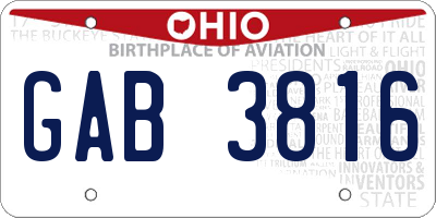 OH license plate GAB3816
