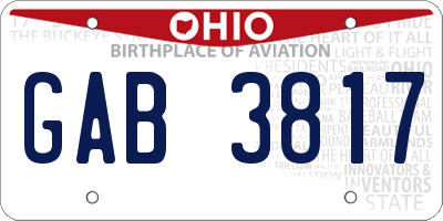 OH license plate GAB3817