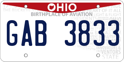 OH license plate GAB3833