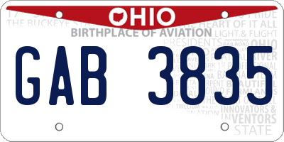 OH license plate GAB3835