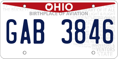 OH license plate GAB3846