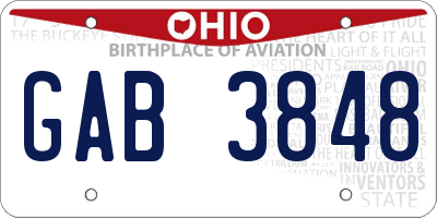 OH license plate GAB3848