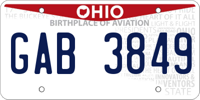 OH license plate GAB3849