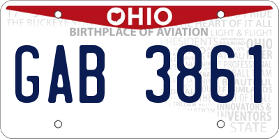 OH license plate GAB3861