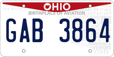 OH license plate GAB3864