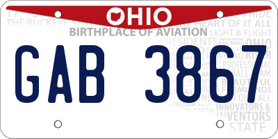 OH license plate GAB3867