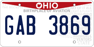 OH license plate GAB3869