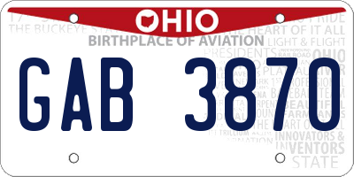 OH license plate GAB3870