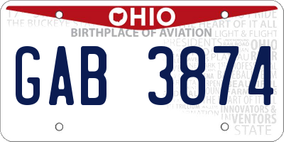 OH license plate GAB3874