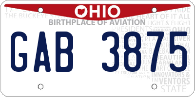OH license plate GAB3875