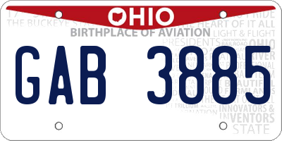 OH license plate GAB3885