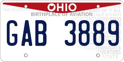 OH license plate GAB3889