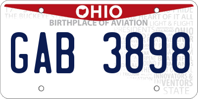 OH license plate GAB3898