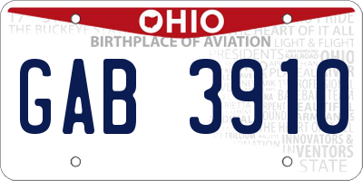 OH license plate GAB3910
