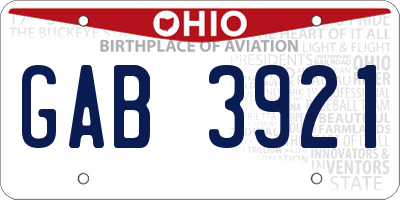 OH license plate GAB3921