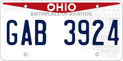 OH license plate GAB3924