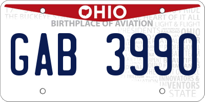OH license plate GAB3990