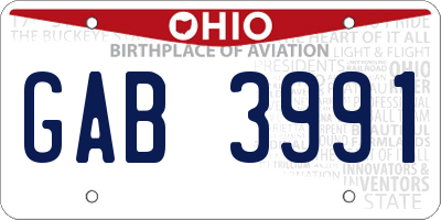 OH license plate GAB3991