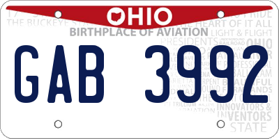 OH license plate GAB3992